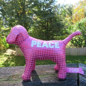 COLLECTIBLE Victoria's Secret PINK Peace Shiny Polka Dot Puppy Dog Plush
